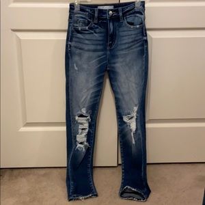 Buckle high rise denim jeans